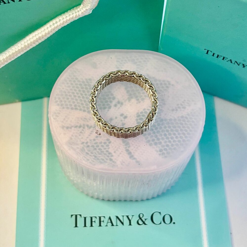 Tiffany & Co. sterling  pre-own Somerset Firm Weave Mesh men size13 1/2 band